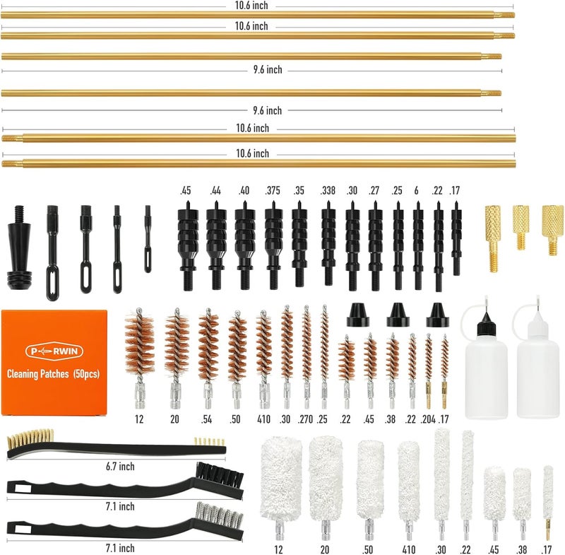 PERWIN Universal Gun Cleaning Kit for All Caliber Pistol Rifle Handgun Shotgun Hunting Cleaning Kit with Brass Rods and Tough Carrying Case, Gun Accessories Gifts for Men - Image 2